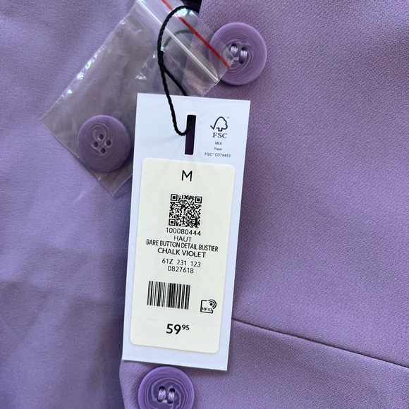 Lilac vest style strapless top - Picture 2 of 2